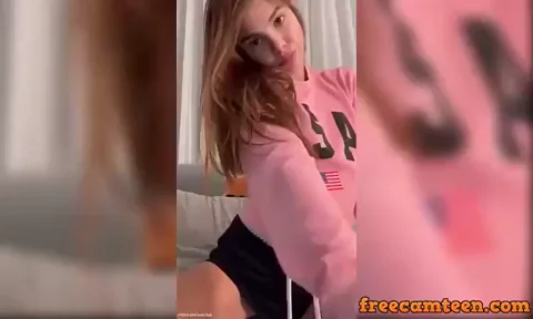 Blonde Bombshell Flashes Perky Tits in Pink Hoodie Tease