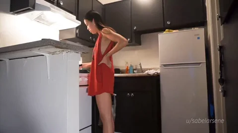 She cooks, and I surprise her with a hardcore deep-throat!