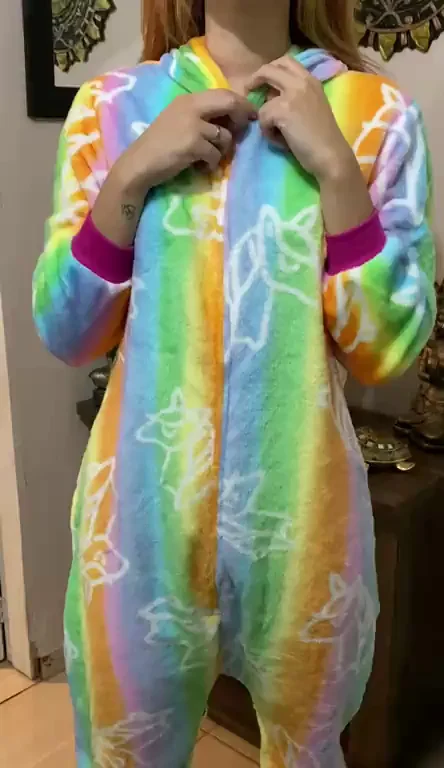 Uni Slut's Rainbow Unicorn Onesie Tease 😈🦄🔥
