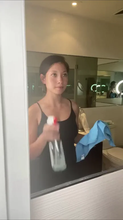 Cute Asian Babe Cleans Up Topless & Teases Tits 😏🧼💦 (Free Album in Comments!)