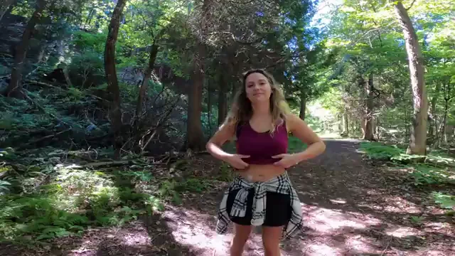 🌳 Busty Hottie Teases Tits on Forest Stroll 💋