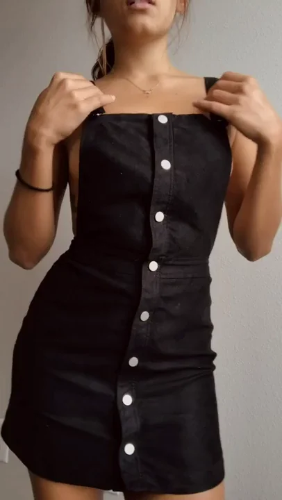 Petite Cutie Strips Out of Button Dress, Sorry My Tiny Tits 😘🔥
