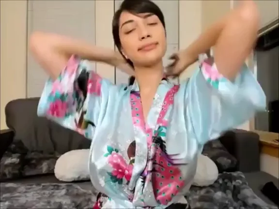 Massive Tits Tease Surprise in Silky Robe