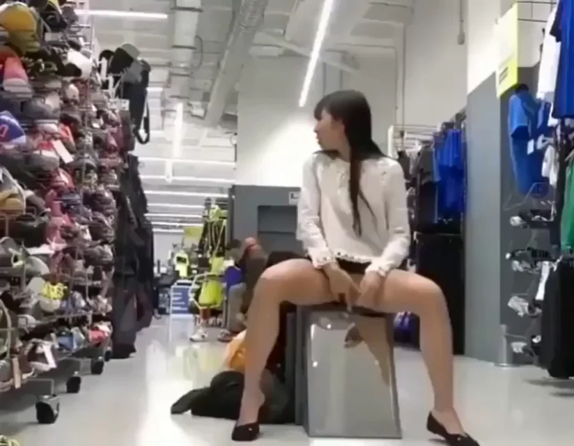 Asian Cutie Makes a Sticky Mess in Store 🏪💦