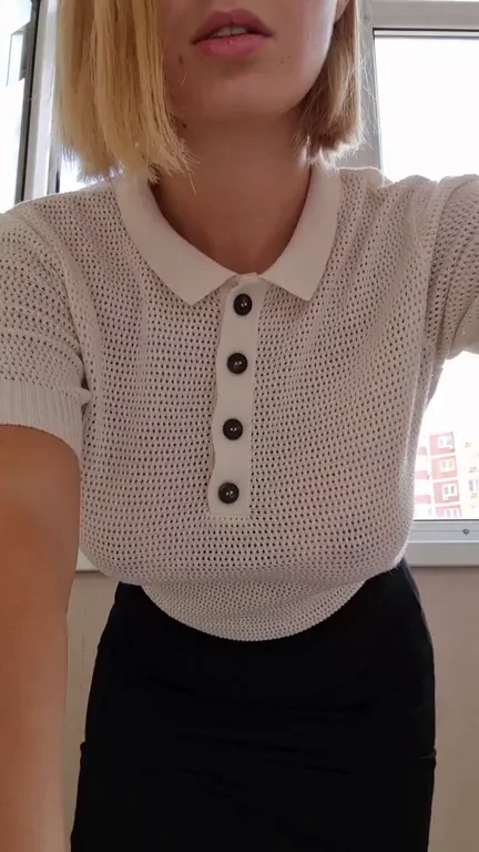 Naughty Babysitter Slut Strips Out of Tight Polo & Lace Thong 😈👙