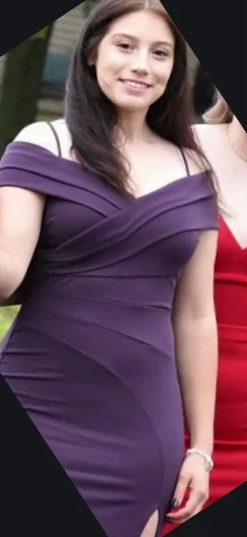 Purple Dress Squeezing Massive Tits