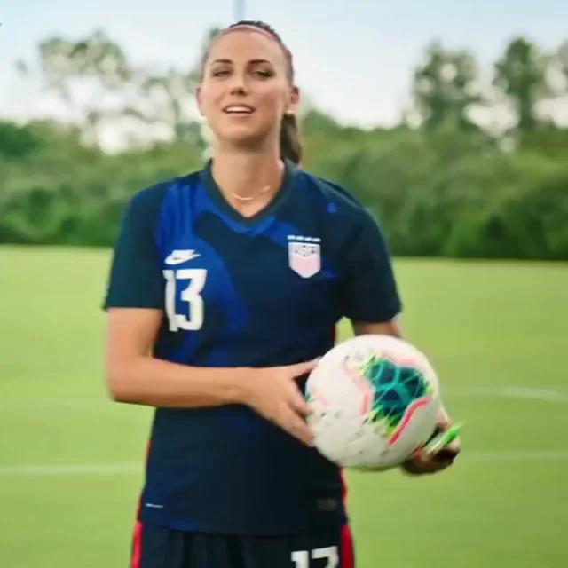 Alex Morgan wearing the new US kit for the first time