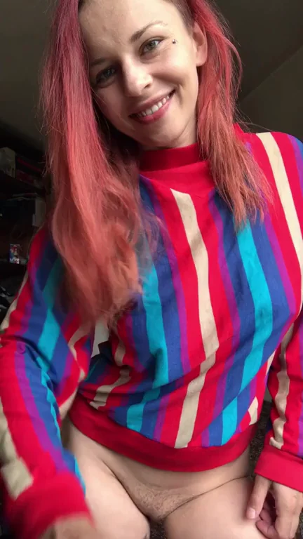 I hope you like my thrift store sweater but I really hope you like what's underneath more! [OC] [GIF]
