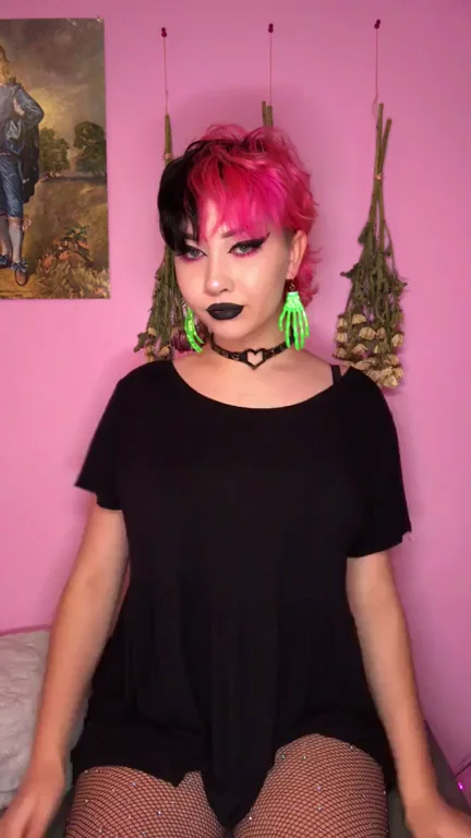 Spooky Slut's Pink Room Tease 💀🔥🍑