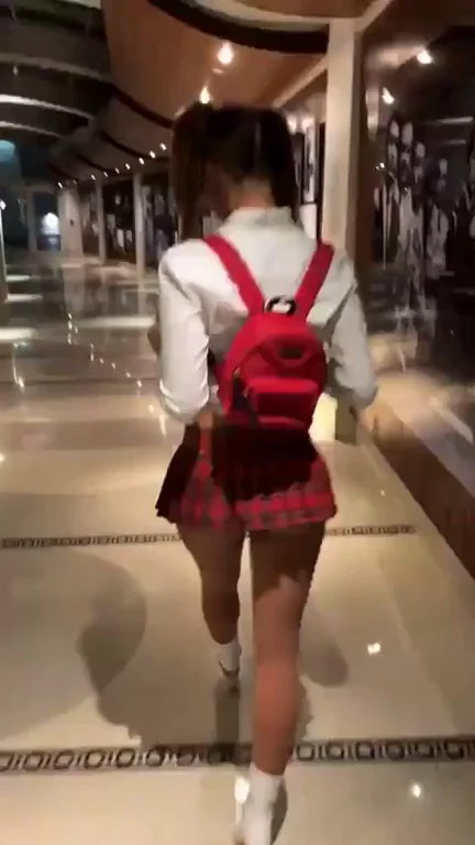 Slutty Schoolgirl Skirt Tease in Mall 😈🍑
