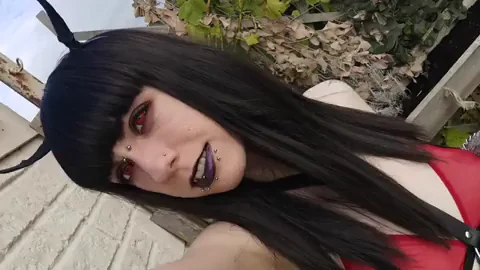 Succubus Girl Next Door Teases in Red Lingerie