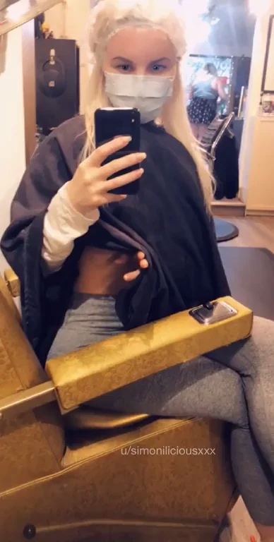 Blonde Bombshell Flashes Massive Tits in Hair Salon Selfie Tease [Gone Wild Public]