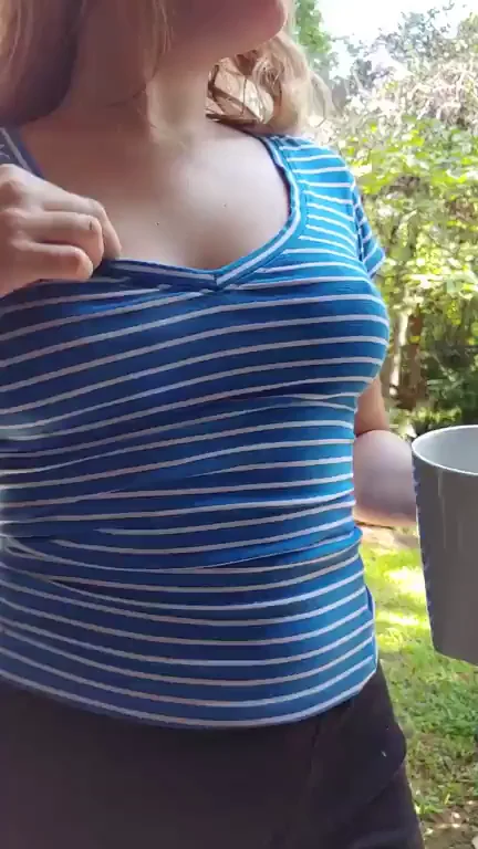 Having my morning ? and showing off my perky tits to start the day off right ? [F]