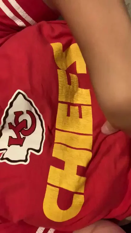 Pulling Out My Juicy Tits in Chiefs Jersey for Your Hot Cum Tribute 💦🏈
