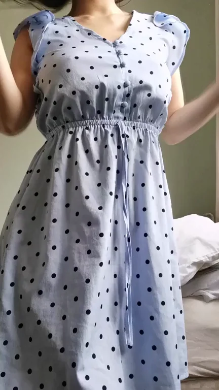 Petite Busty Asian Tease Drops Dress for Massive Titty Surprise