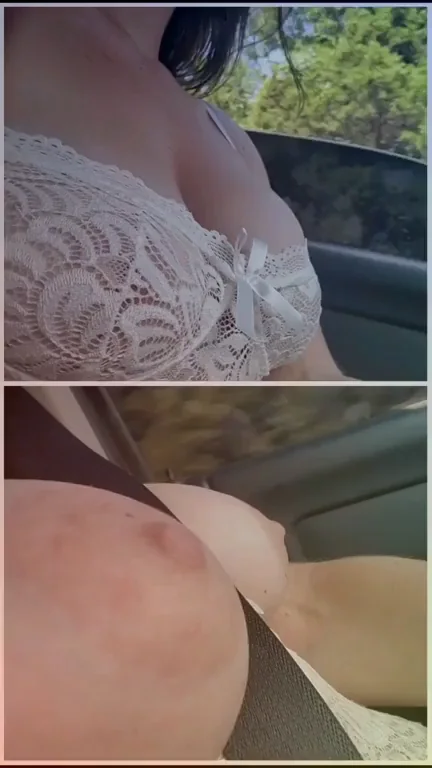 Road Trip Slut Bares Her Juicy Ass Cheeks in Traffic!