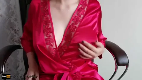 Red Nightie Tit Tease 🔥🍒