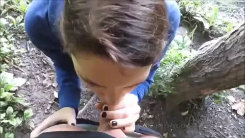 🌳 Wild Outdoor Slut Sucks Cock & Takes Massive Facial Cum Blast! 💦
