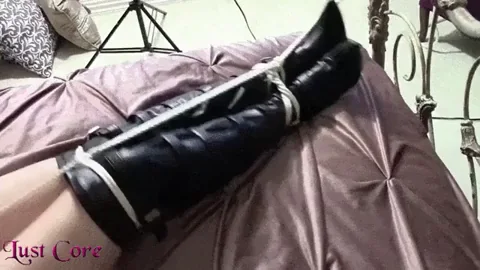 Bound Slut in Shiny Black Boots