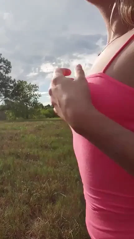 Perky Titty Drop Under Big Blue Sky with Windy Trees