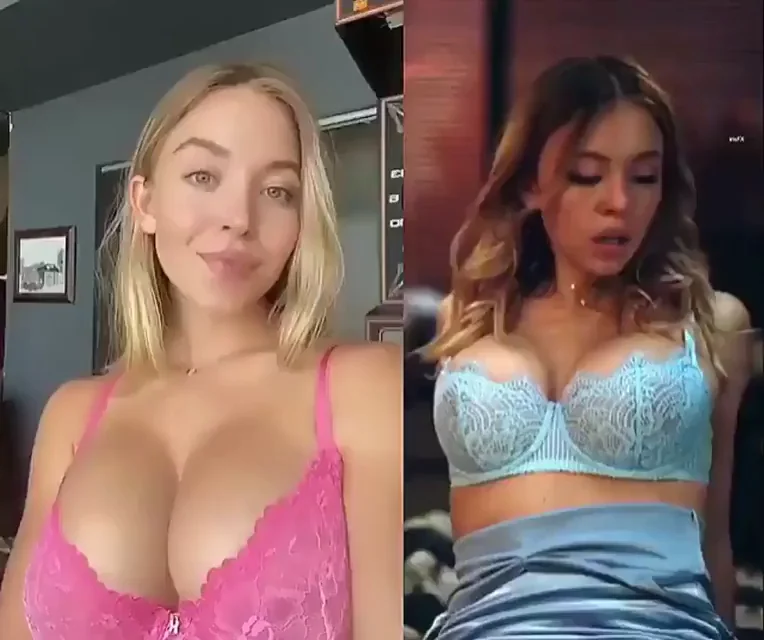Sydney Sweeney's Massive Tits Tease in Pink & Blue Lace Bras 🔥🍒