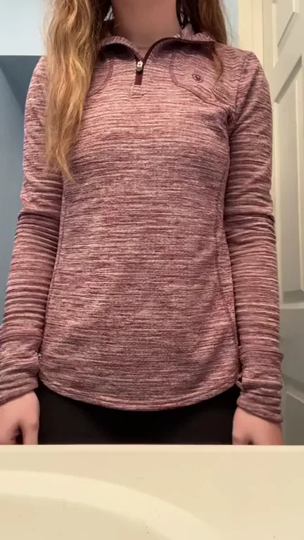 Telegram Tease: Maroon Hoodie Hottie Flashes Perky Tits