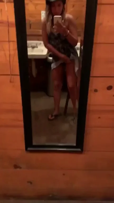 Freeuse slut flashing her pussy in public restroom. She wants to hear what you would do if you found her like this?