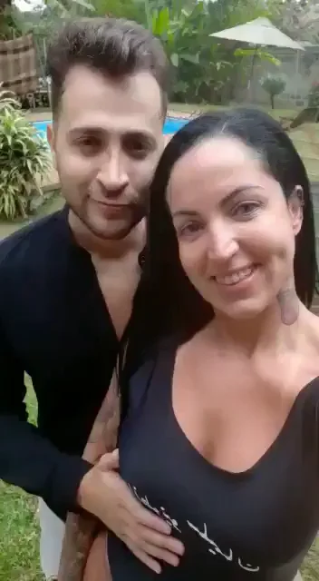 Brazilian Slut's Tits Groped in Poolside Selfie 😈💦