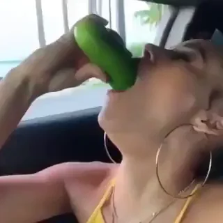 Car Slut Deepthroats Fat Cucumber Like a Cock-Hungry Whore