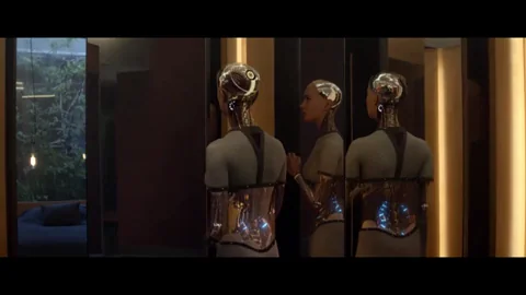 Alicia Vikander's Perky Small Tits Tease in Ex Machina Mirror Scene