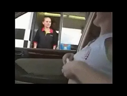 Drive-through boobs flash