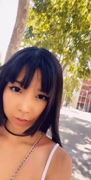 Public Tit Flash Tease: Slutty Asian Babe Drops 'Em Outdoors