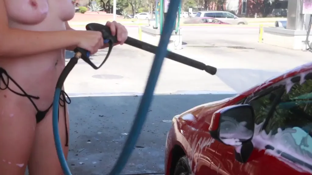 Needed to wash my car so I figured its best done naked, right? [GIF]