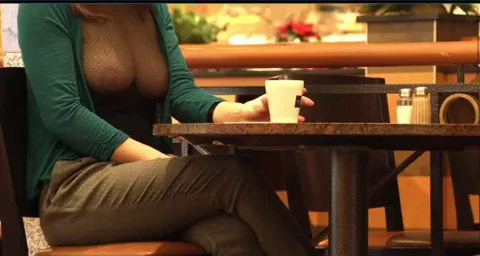 Mall Slut's Nipple Slip Tease ☕🍒