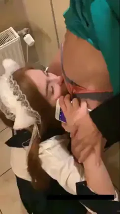 Maid Sluts' Steamy Bathroom Makeout & Tease