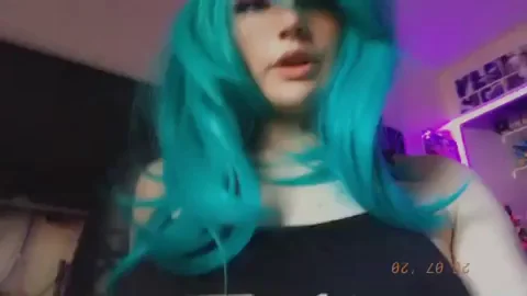 💦 Teal-Haired Slut's Insane Ahegao Face Fuck Bliss 😍