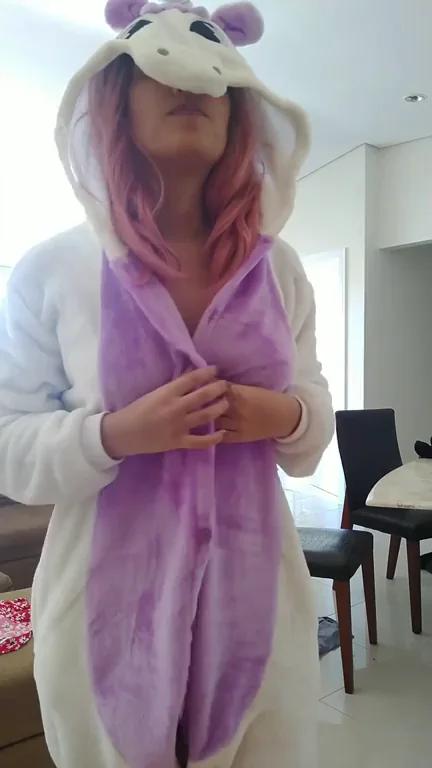 Unicorn Slut Larita Strips Her Onesie & Teases Tits 🍭🔥