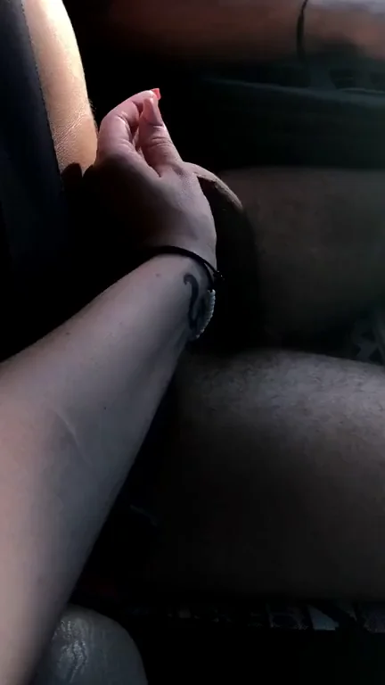 Slutty Road Head Tease: Stroking His Throbbing Cockhead While He Drives