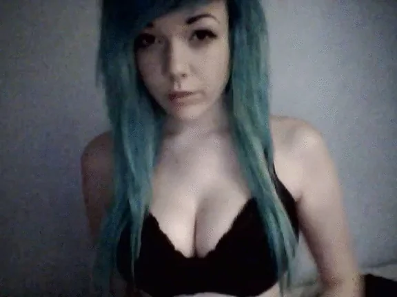 Blue-Haired Slut Teases Her Juicy Tits 💙🍒