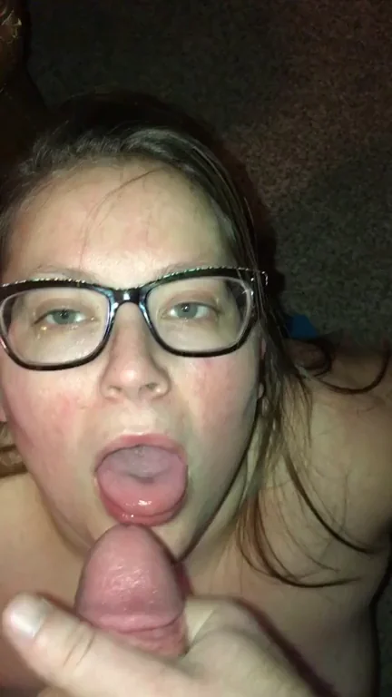 Good girl licking my fingers clean after getting her facial