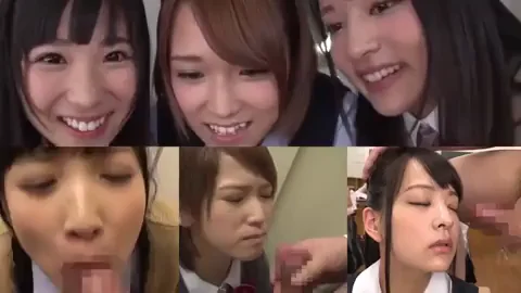Three Naughty Japanese Schoolgirl Sluts Beg for Your Hot Facial Cumshot