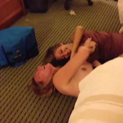 Wasted Hotel Sluts Wrestle and Grind on Dude's Cock