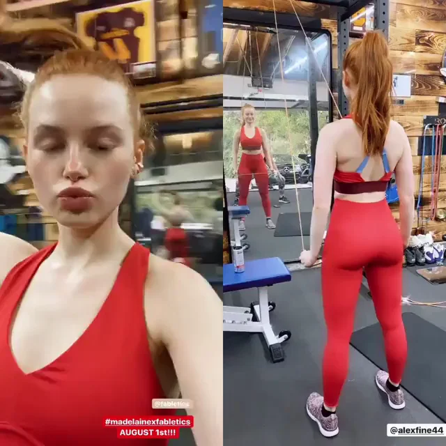 Madelaine Petsch's Juicy Red Leggings Gym Tease 🍑🔥