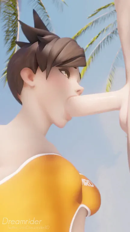 Tracer's Thirsty Beach Cock Worship by Dreamrider3D