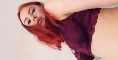 Redhead Teen's Tight Asshole Tease in Lacy Purple