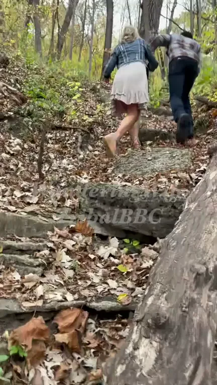Taking a romantic walk at the park with my new Bull turned into a show for Hubby… [fm]