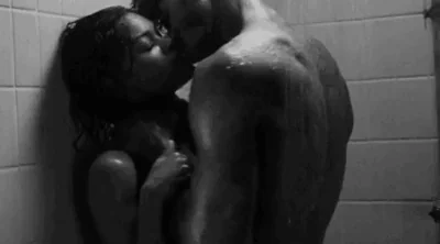 Steamy Shower Kiss with Curvy Ebony Babe and Hung Stud