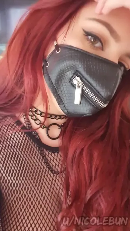 Goth GF's Zipper Mask Tease and Naughty Wink