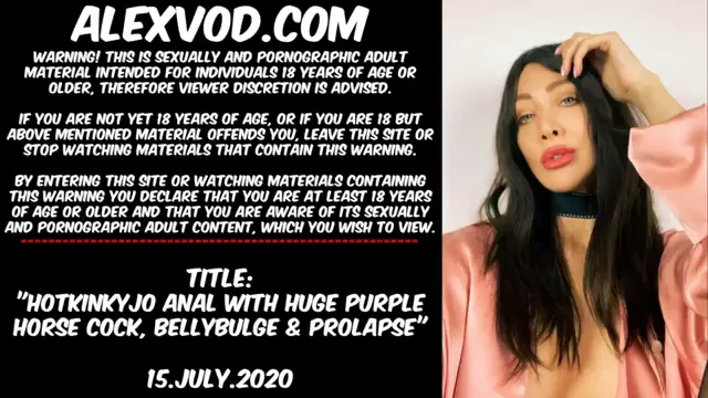 Hotkinkyjo fuck her ass with huge purple horse cock, belly bulge & prolapse