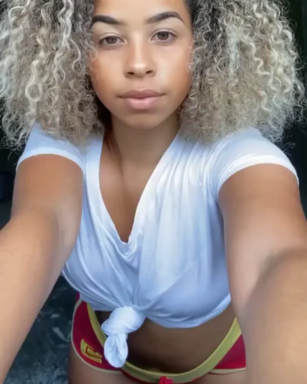 🔥 LeahMarie's Curly-Haired Tease in Tight White Crop Top 😈